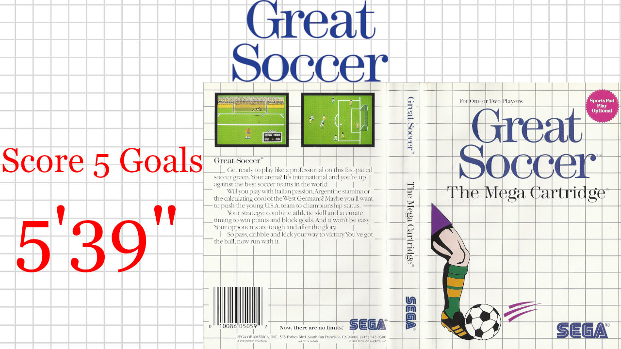 Great Soccer (World Soccer) [SMS] Score 6 Goals [5'39"] 3rd place