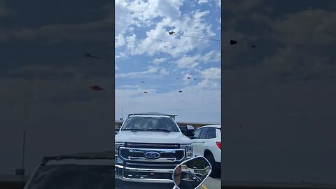 looking at some kites on my motorcycle