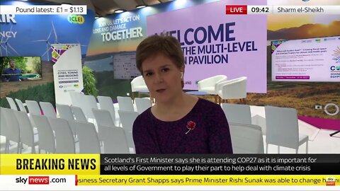 arrives in Egypt via co2 emitting plane to repeatedly say "play our part"
