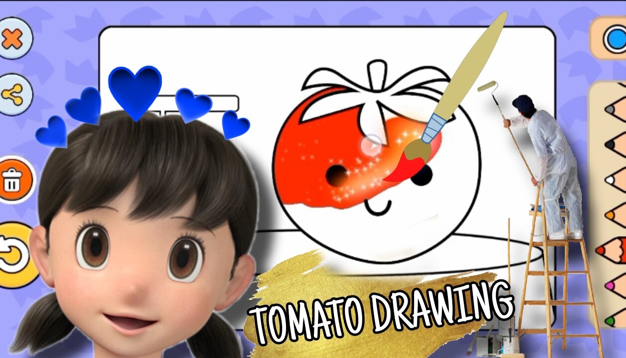 How to draw a Tomato 🍅| easy drawing with mobile|step by step tomato draw|@drawingboy