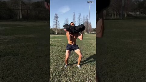 Rotational Squat Press 100 lbs sandbag ‼️ #shorts