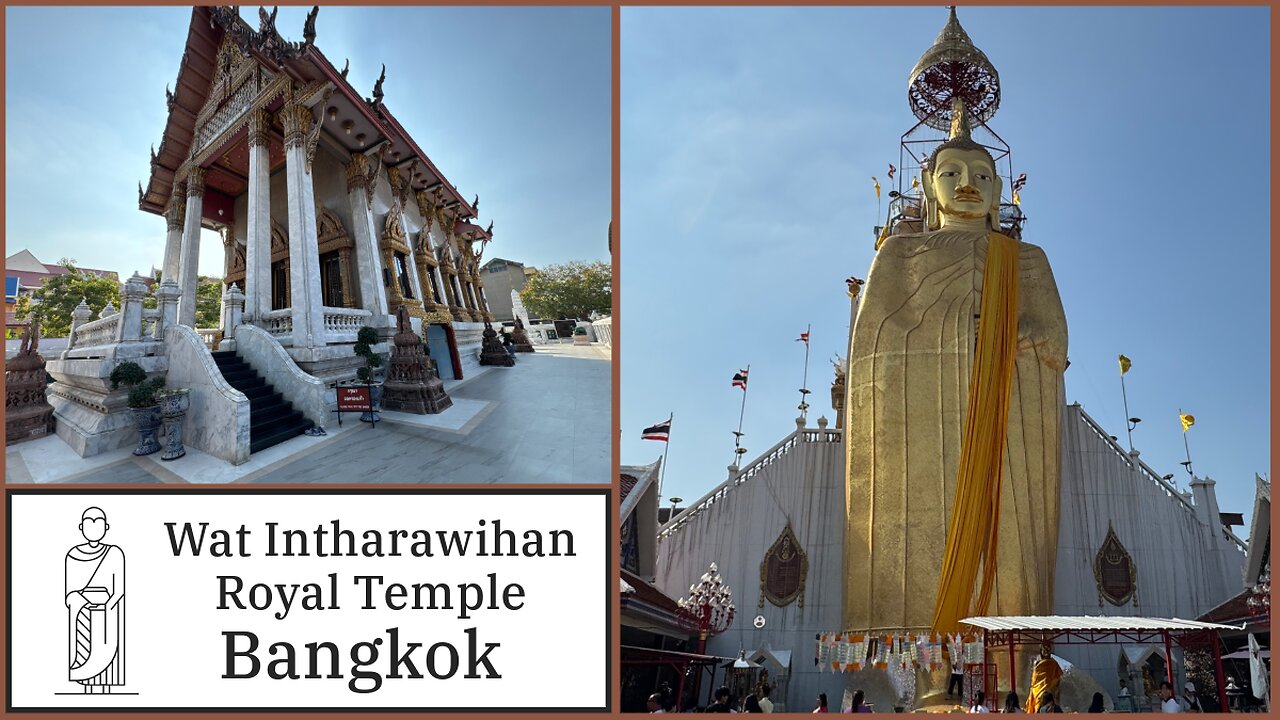 Wat Intharawihan Royal Temple - 32m Standing Buddha - Tallest in Bangkok - Thailand 2024