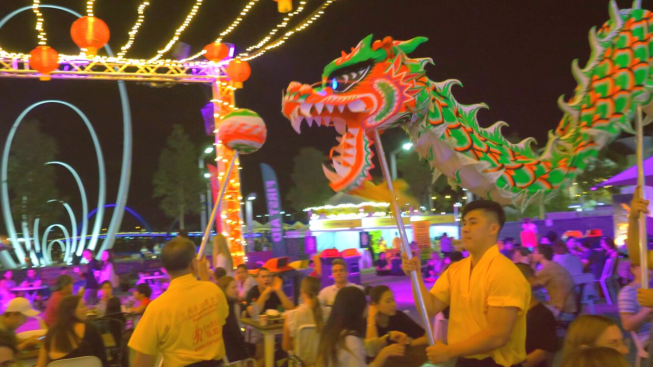 Happy Chinese New Year of Rat CNY Dragon Dance Noodle Market Perth Australia