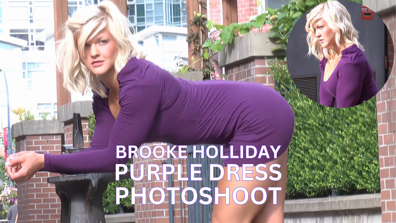 Brooke Ence Holladay Tight Purple Dress City Street Photoshoot 4K HD #fitness #fitnessmodel