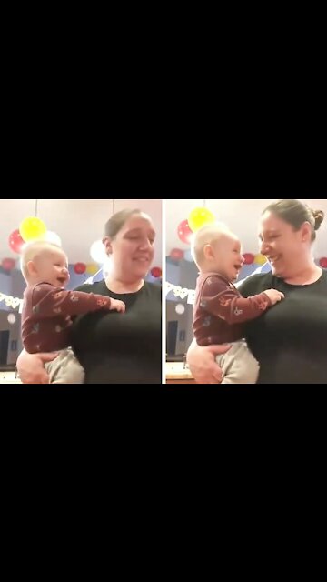 Baby laughing non-stop because your mom squeezes something