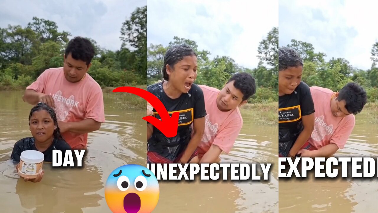 Girl pinched inside the river