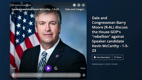 U.S. Rep. Moore (R-Enterprise) says McCarthy side is moving towards victory