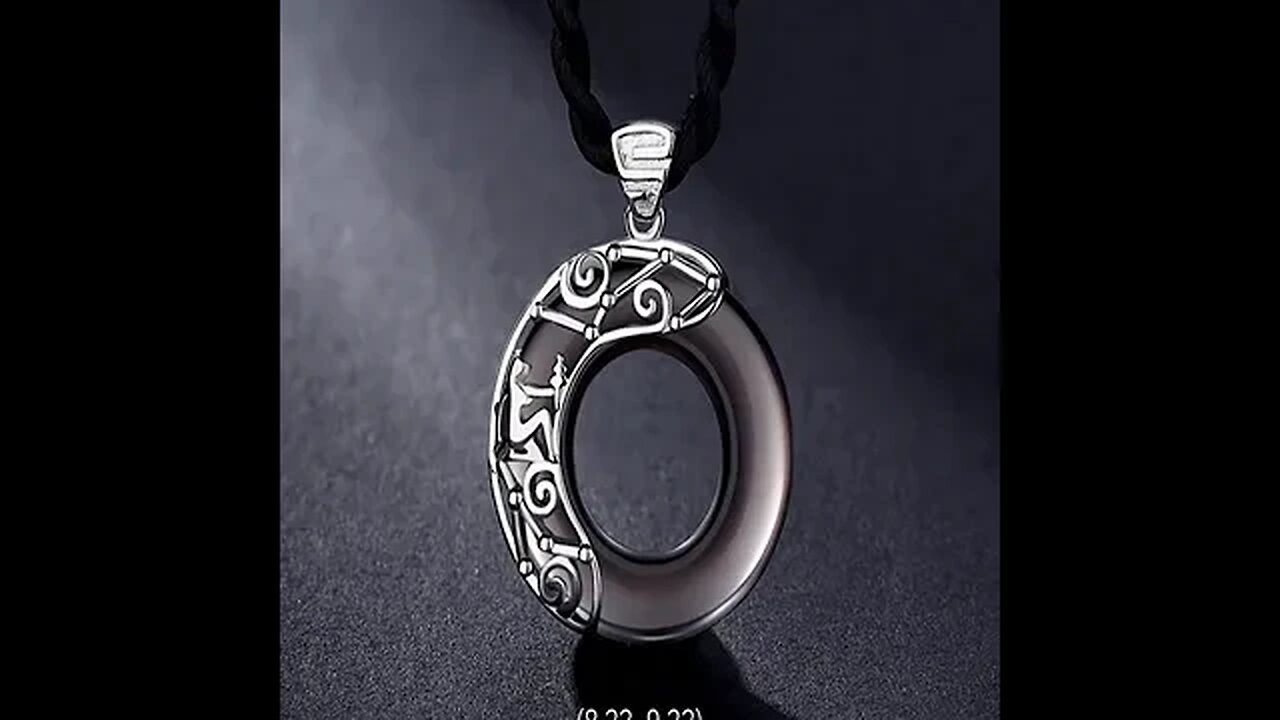 BLACK OBSIDIAN BLESSING ROUND PENDANT NECKLACE (ALL 12 ZODIAC SIGNS)