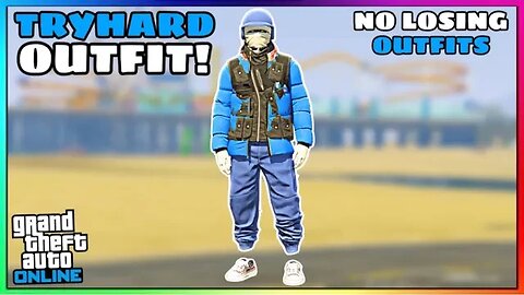 Easy Blue Joggers Utility Vest Glitched Tryhard Modded Outfit (No Transfer) (GTA Online)
