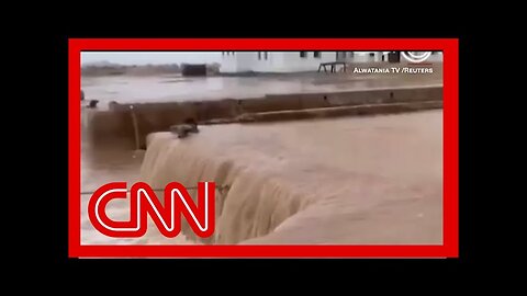 Video shows water gushing through port as 8 months worth of rain falls on Libya