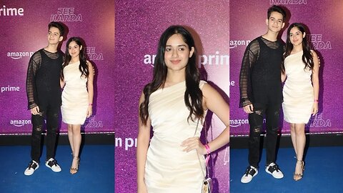 Jannat Zubair with Brother Ayan Zubair posing on The Blue Carpet of Jee Karda Series Screening