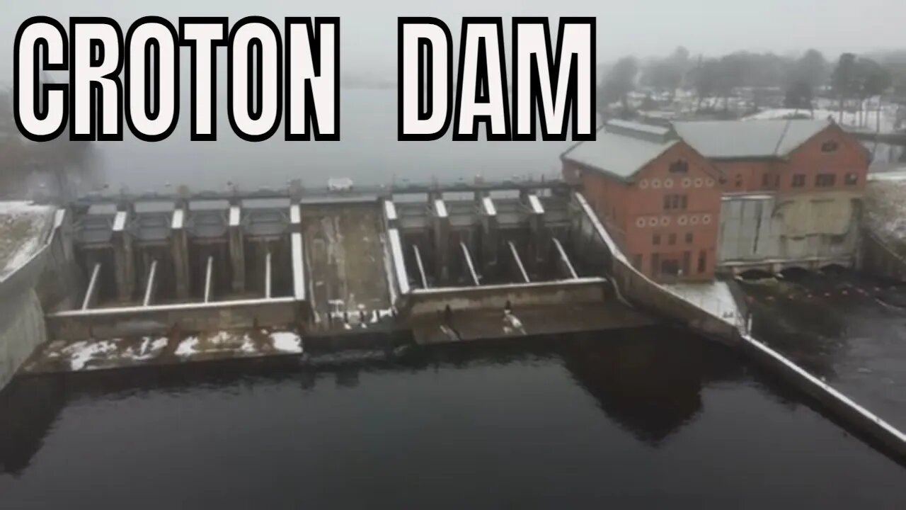 Aerial View of CROTON DAM, Newaygo Michigan in the FOG