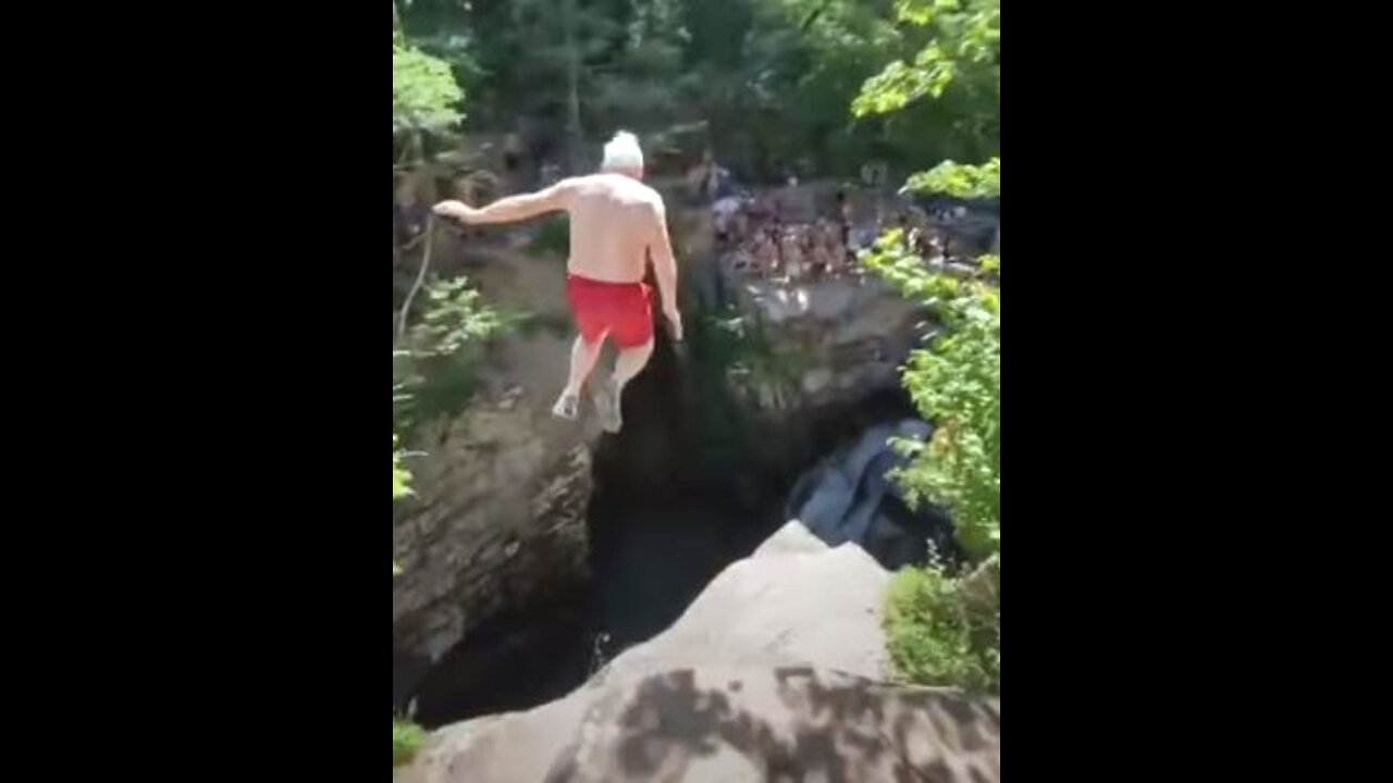 73-Year Old Grandpa Goes Cliff Jumping