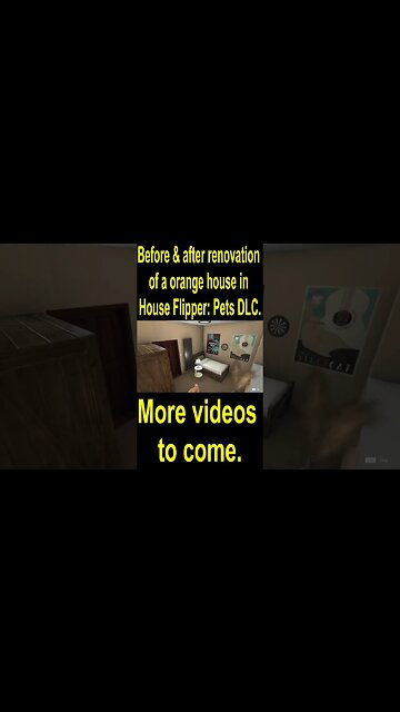 Before & after renovation of a orange house in House Flipper Pets DLC