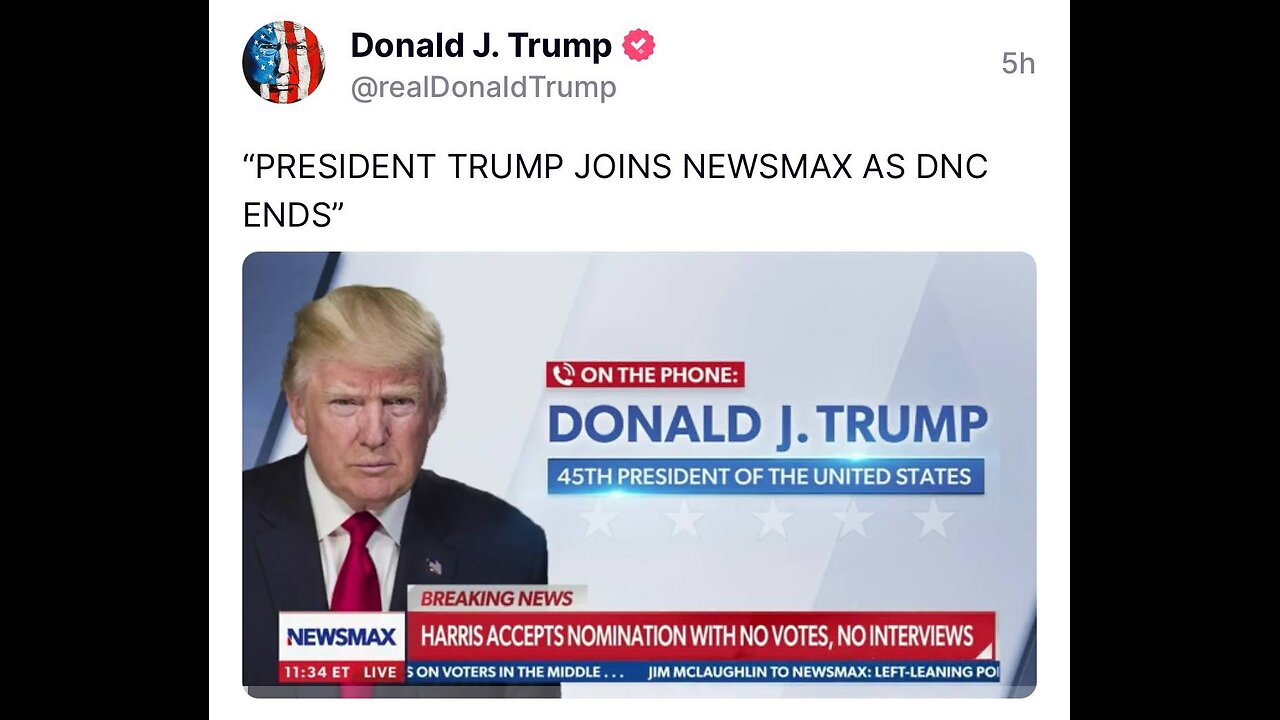 President Trump Joins Newsmax As The DNC Ends