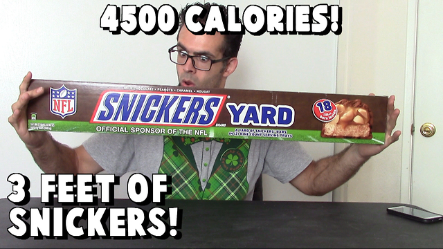 3 Feet of Snickers Candy Bars Challenge vs FreakEating (4500 Calories)