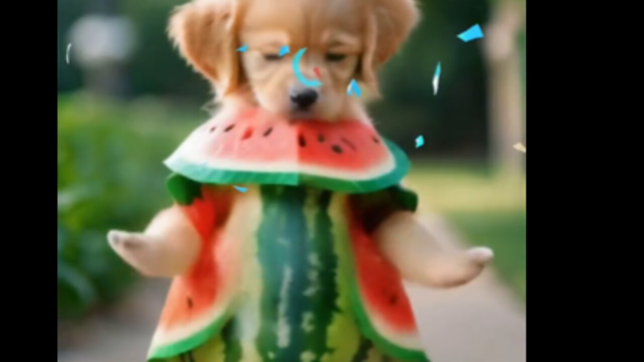 Golden Retriever Watermelon Dance