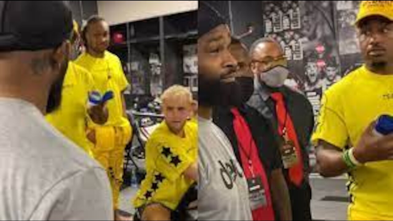Tyron Woodley altercation with Jake Paul Team at the Fight