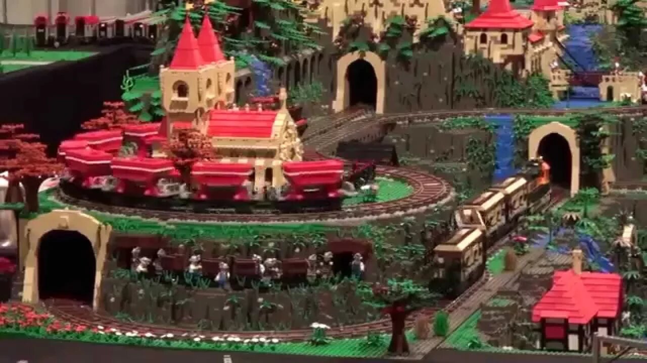 Massively detailed lego train layout at Legoworld 2014