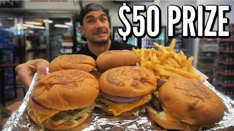 CRAZY BURGER, FRY & SHAKE CHALLENGE WITH CASH PRIZE IN WASHINGTON | Man Vs Food