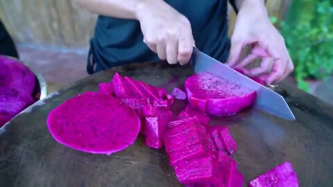 Fresh Dragon fruit with bread cook recipe with my sister - Amazing video-1