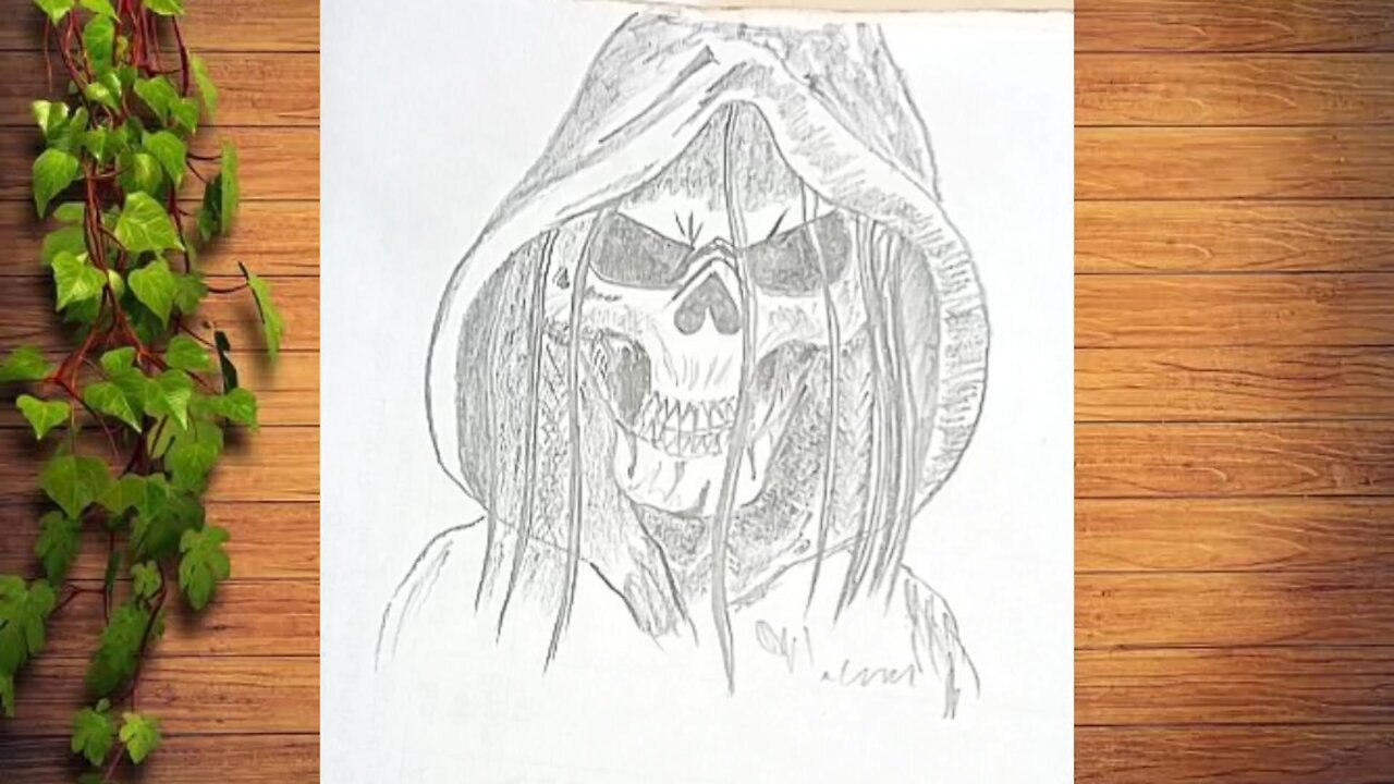 how to draw a grim reaper | skull 💀drawing | Skelton drawing