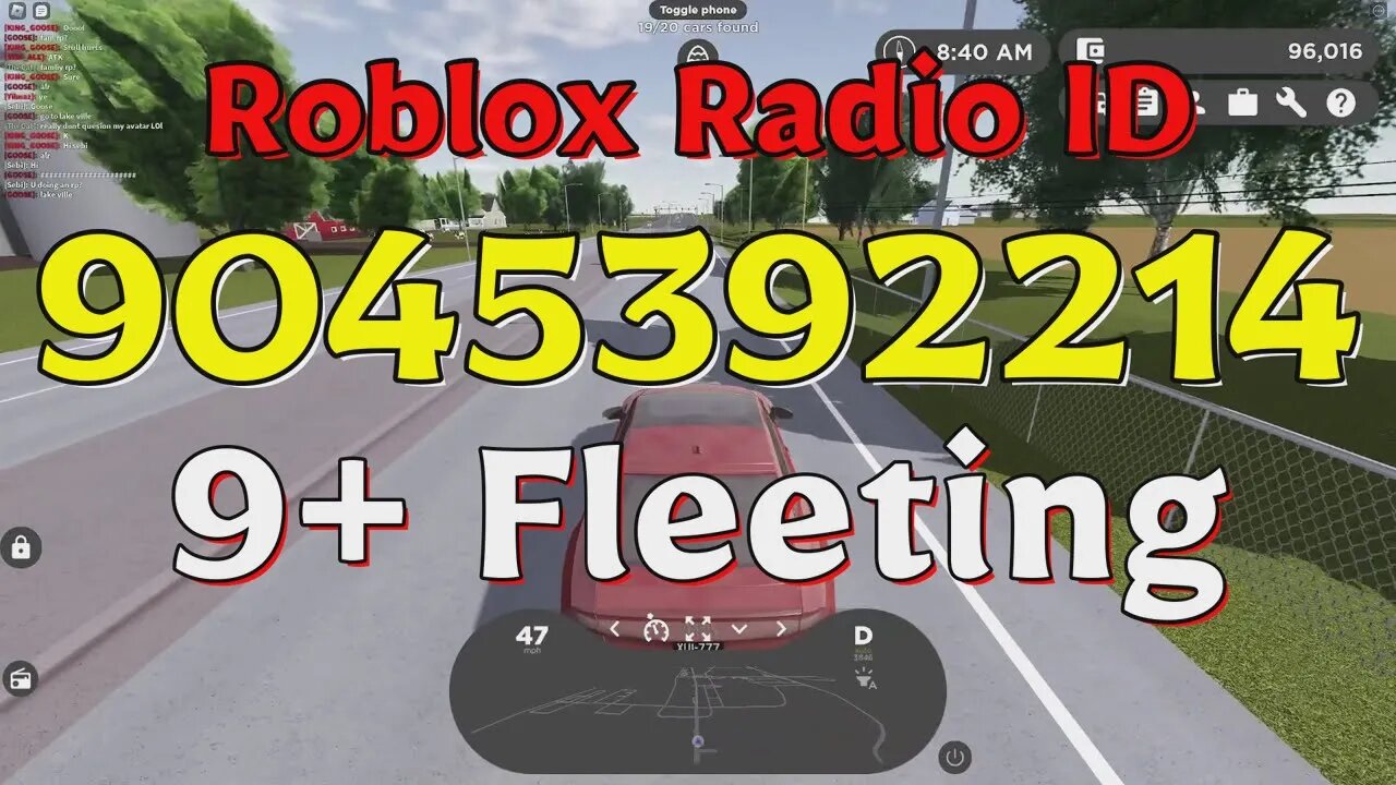 Fleeting Roblox Radio Codes/IDs