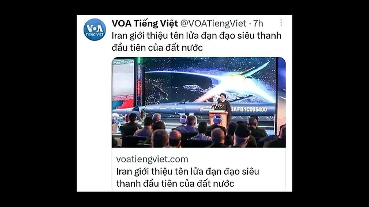 "THẾ GIỚI* - *IRAN GIỚI THIỆU TÊN LỬA ĐẠN ĐẠO SIÊU THANH ĐẦU TIÊN CỦA ĐẤT NƯỚC" #shorts