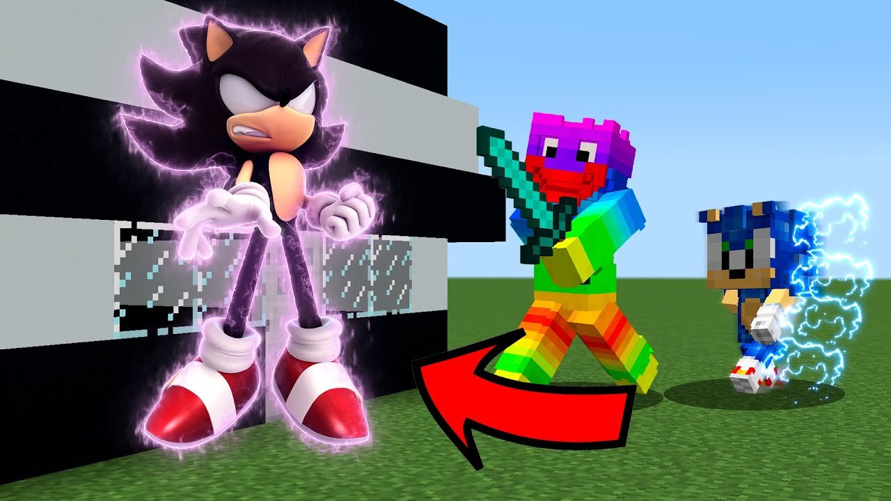 O Huggy Rainbow ATACOU a BASE SECRETA do DARK SONIC para PROTEGER bebe Sonic no minecraft