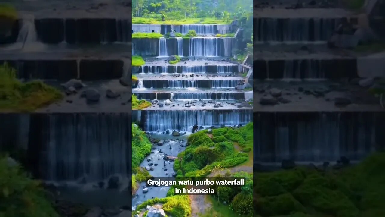 'Grojogan watu purbo' waterfall in Indonesia looks surreal