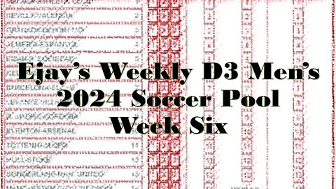 EJay’s Weekly Men’s D3 Pool - Week Six