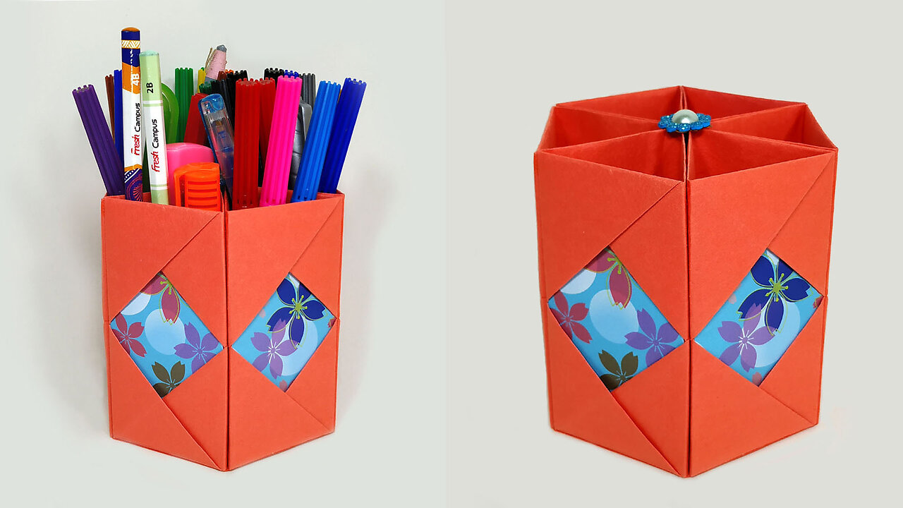 DIY Origami Pen Pencil Stand