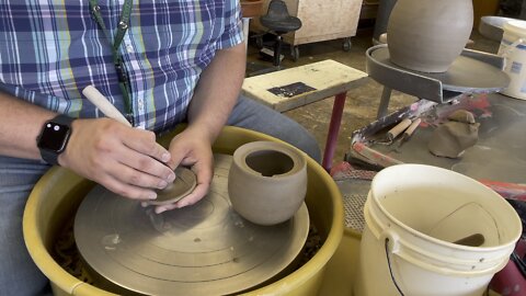 Cutting a slot for a spoon on a Sugar Jar