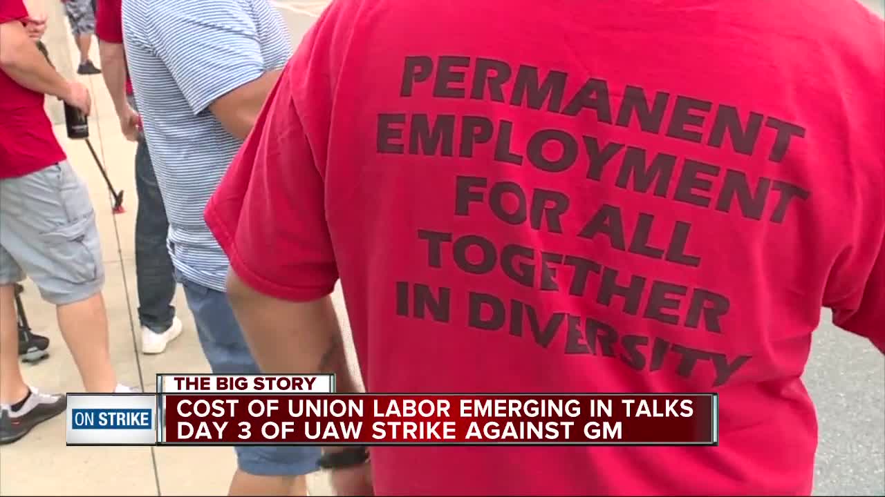 Cost of union labor emerging in talks on day 3 of UAW strike against GM