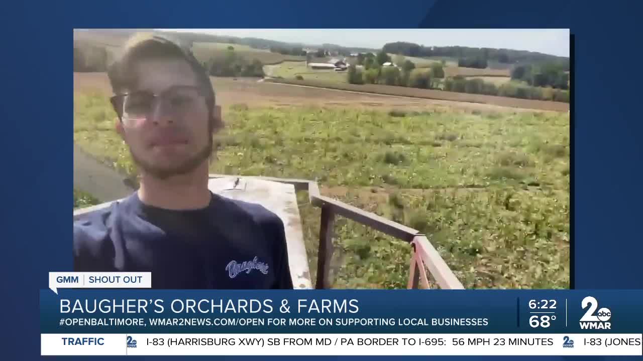 Baugher's Orchards and Farms in Carroll County says "We're Open Baltimore!"