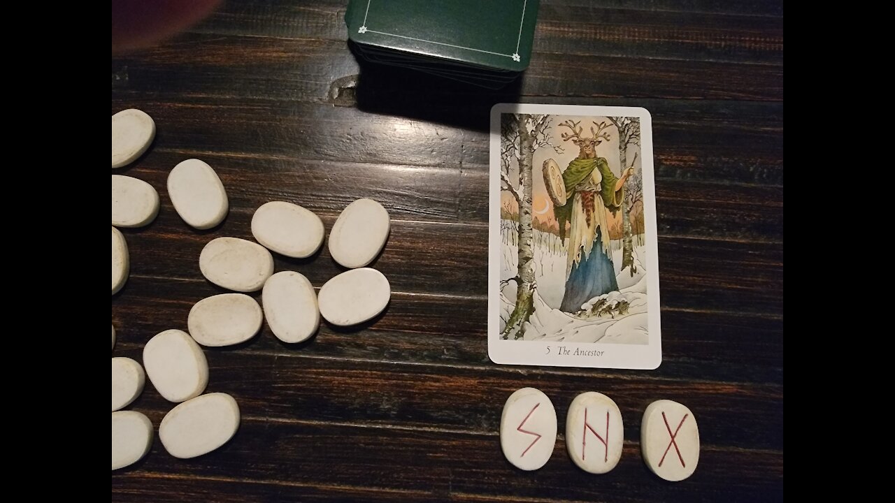 Tarot And Rune Cast (The Ancestor, Sowilo, Hagalaz, Gebo)