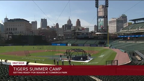 Detroit Tigers take to the field at Comerica Park to gear up for shortened baseball season