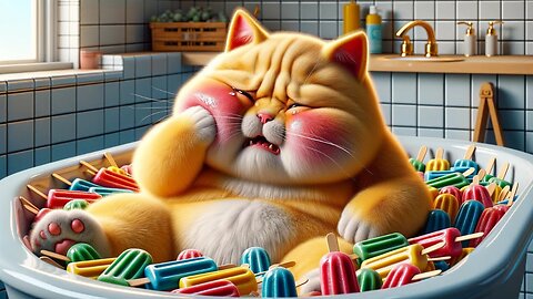 Cat eat Too Much Ice Cream!😿😭 #cat #cutecat #aicat