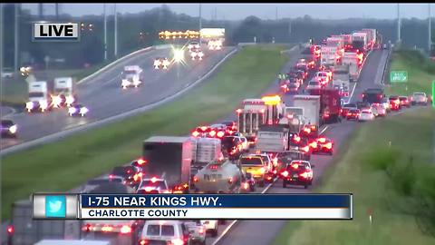 Roadblock on I-75 in Port Charlotte Thursday morning