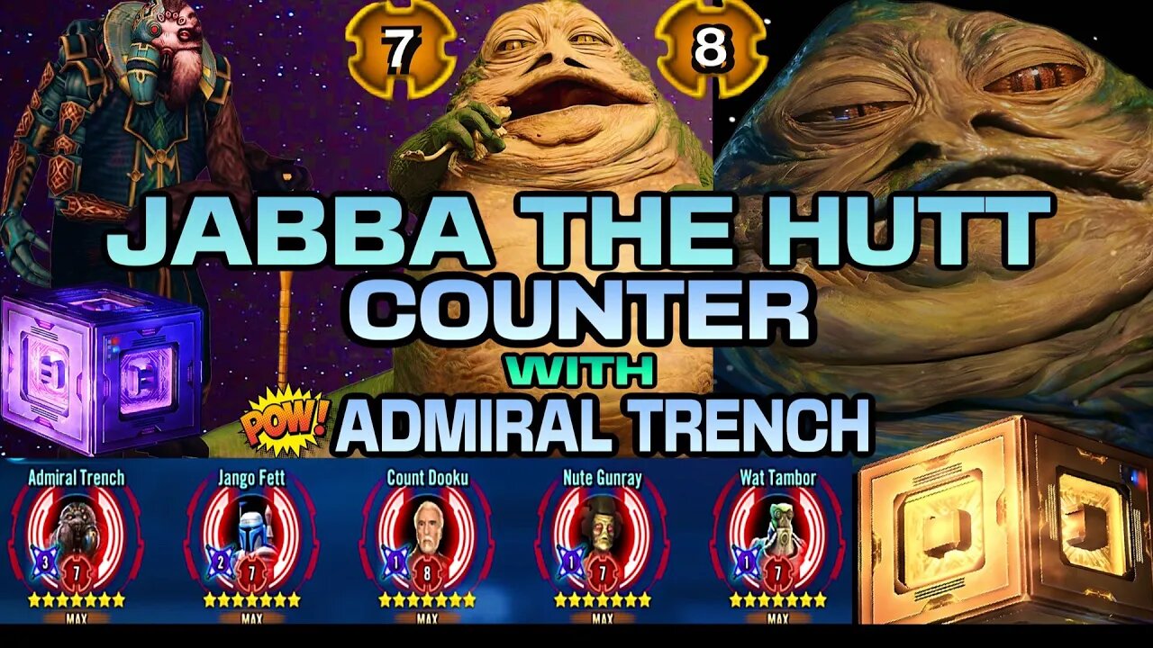 [5v5] JABBA COUNTER w/ADMIRAL TRENCH **NO OMICRON** SQUAD ARENA + DATACRON & MODS - SWGOH