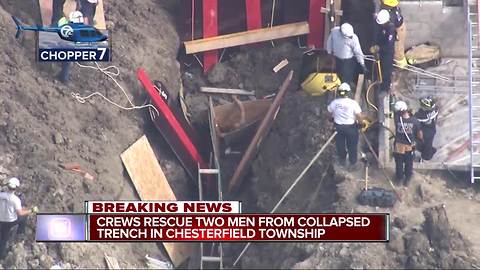 Crews rescue two men from collapsed trench in Chesterfield Township