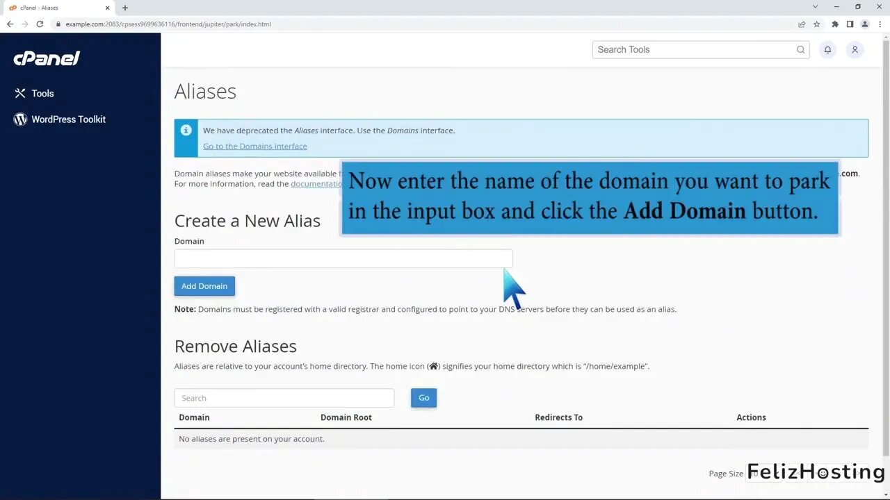 How to Park a Domain in cPanel with FelizHosting