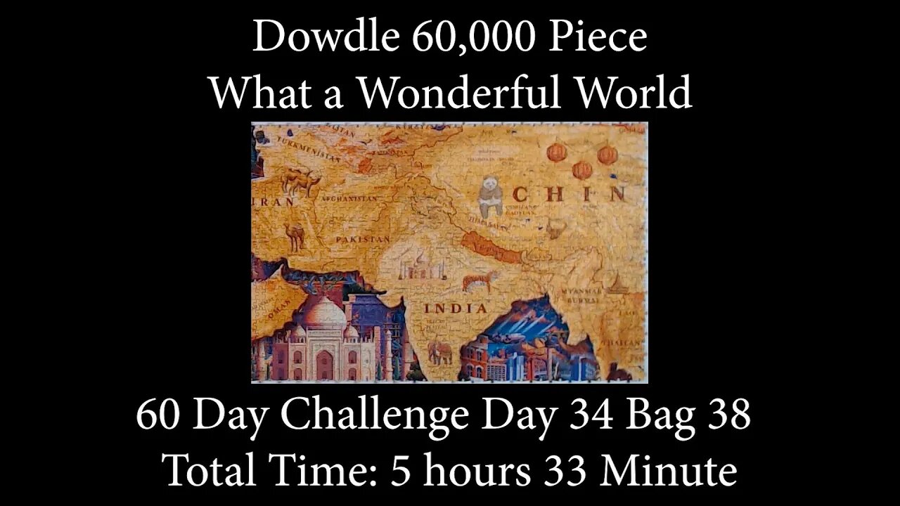 60,000 Piece Challenge What a Wonderful World Jigsaw Puzzle Time Lapse - Day 34 Bag 38!