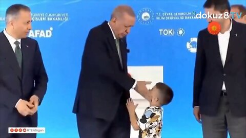 Turkish President Erdogan interacting with children