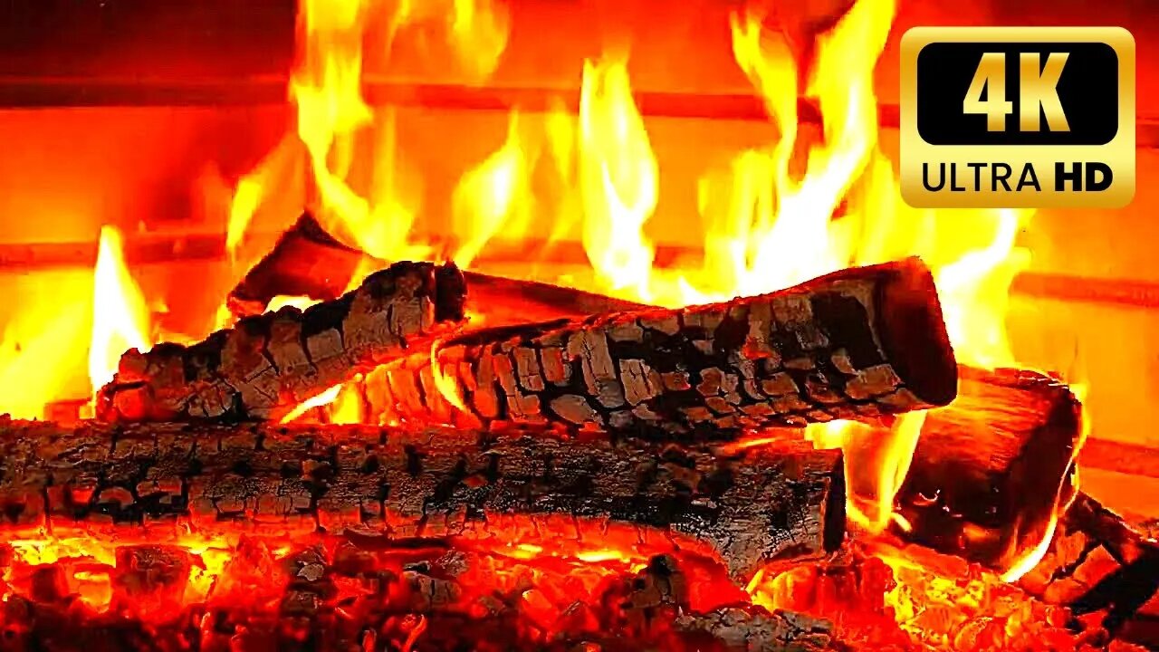 Cozy Fireplace 4K 🔥 Burning Logs & Crackling Fire 🔥 Stress Relief, Reduce Anxiety