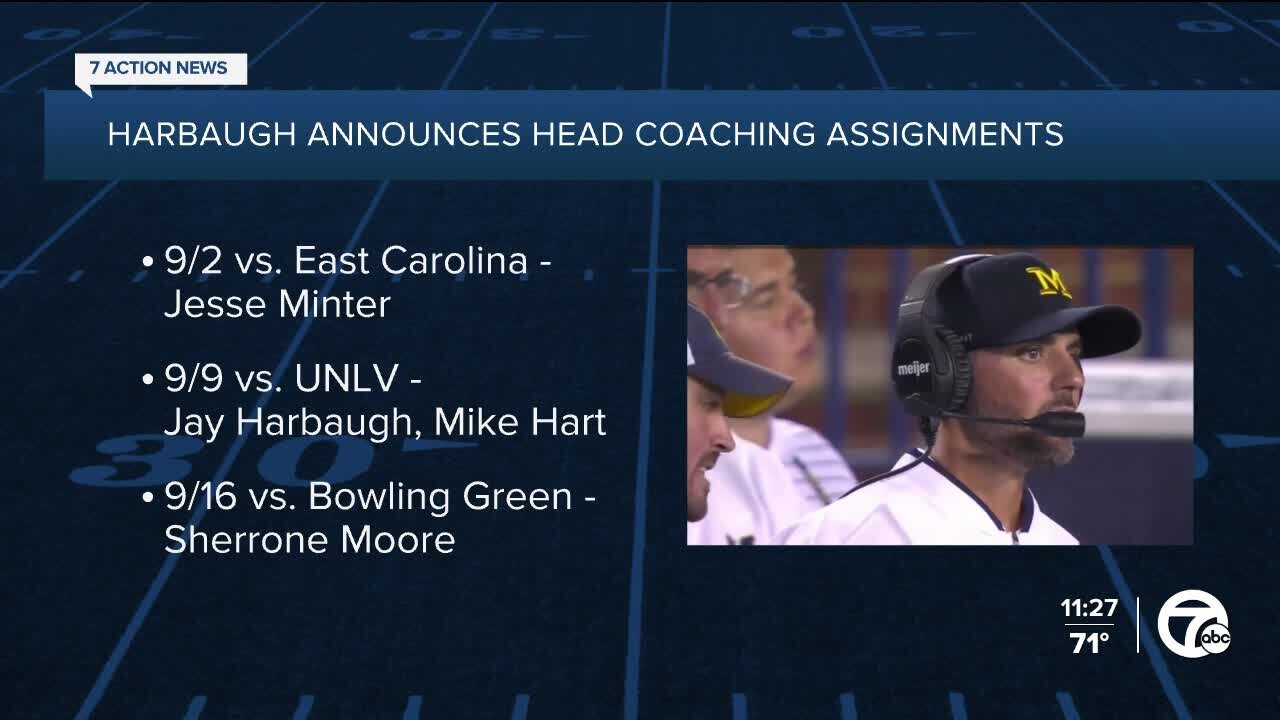 Jim Harbaugh announces head coaching assignments for first 3 games