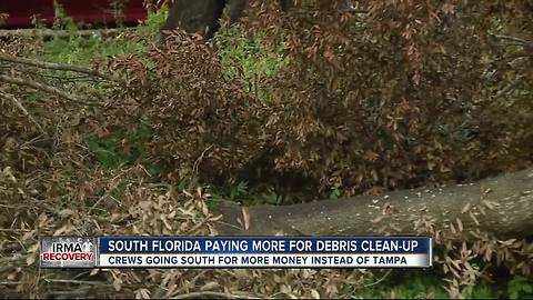 Debris pickup trucks ditch Tampa for south Florida
