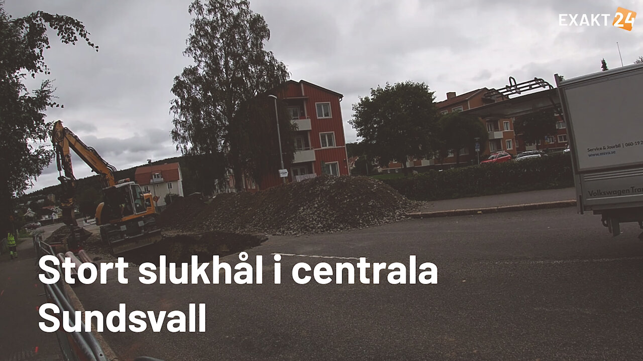 Stort slukhål i centrala Sundsvall