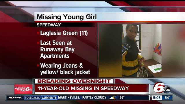 Police searching for missing 11-year-old Speedway girl, last seen Monday