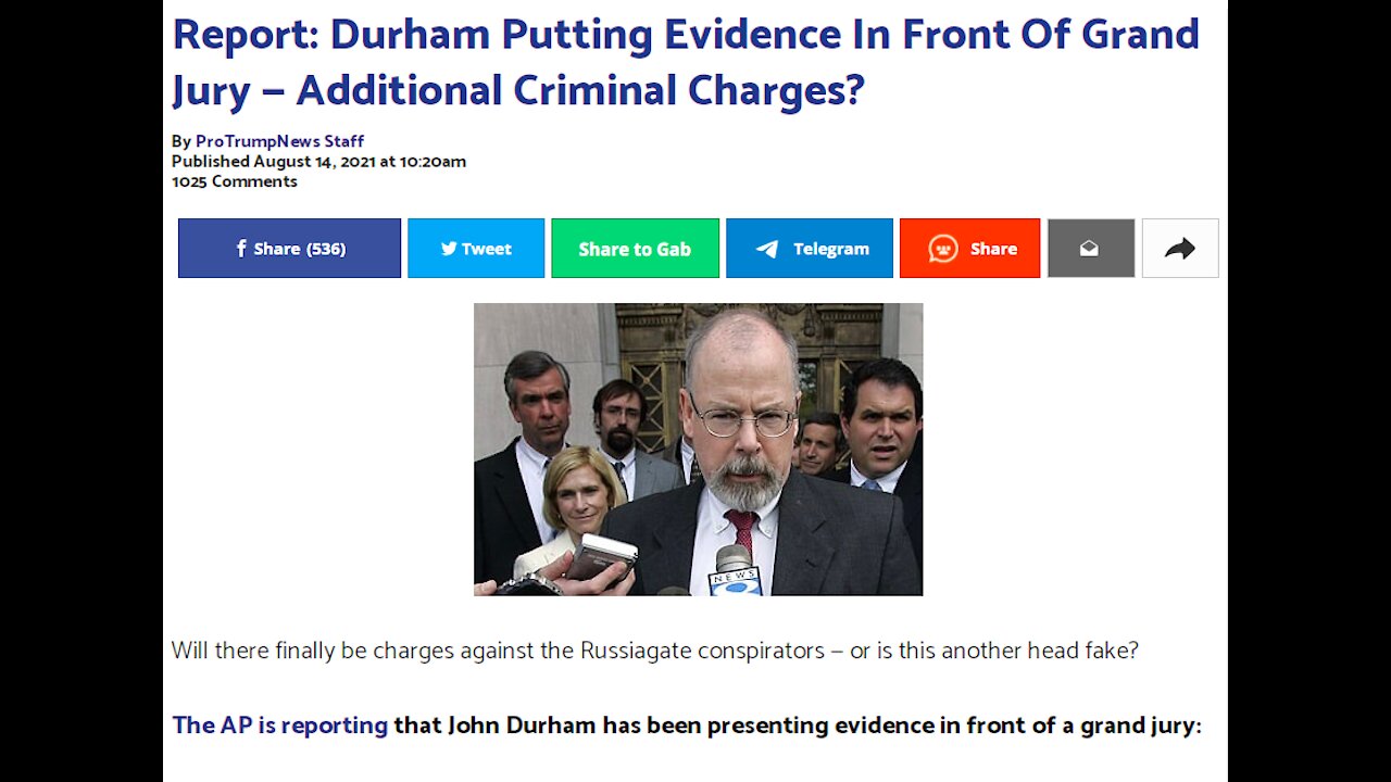 Will John Durham bring forth earthly justice?